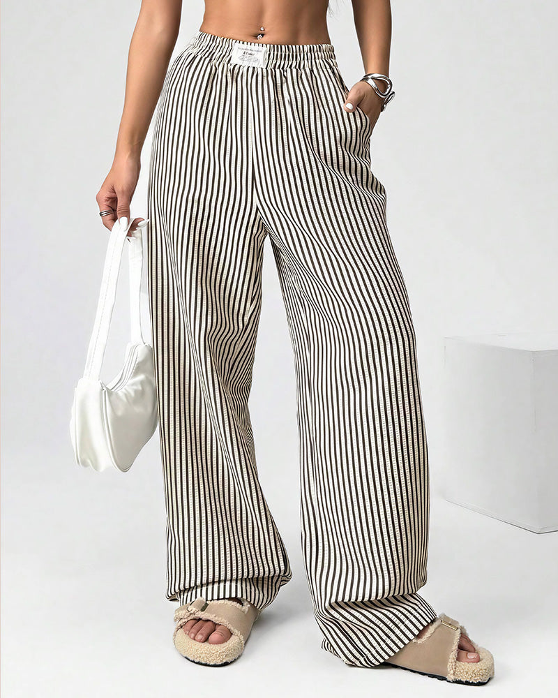 Curvvvy® Harajuku Striped High-Waisted Wide Leg Lounge Pants