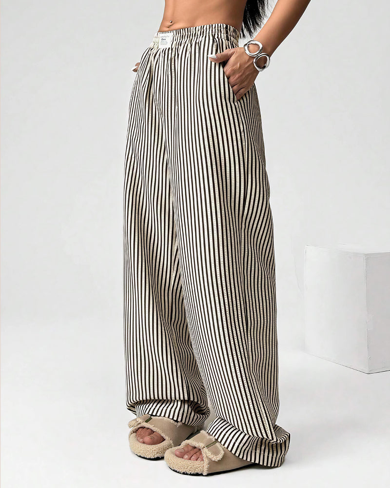 Curvvvy® Harajuku Striped High-Waisted Wide Leg Lounge Pants