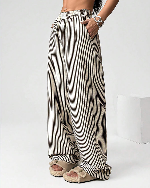 Curvvvy® Harajuku Striped High-Waisted Wide Leg Lounge Pants