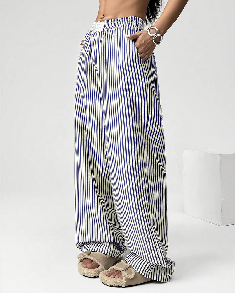 Curvvvy® Harajuku Striped High-Waisted Wide Leg Lounge Pants