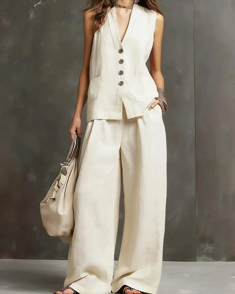 Curvvvy® Breezy Summer Waistcoat & Trousers Suit
