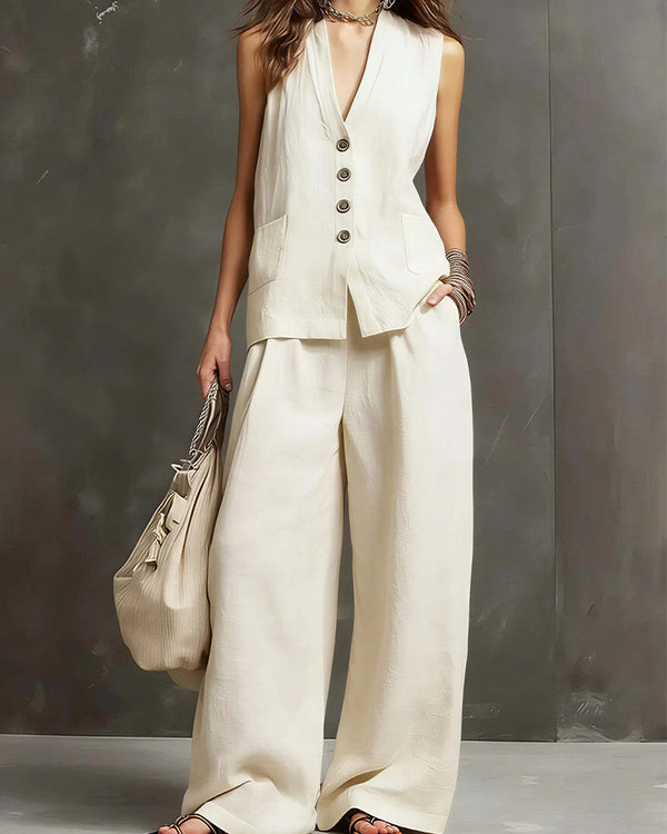 Curvvvy® Breezy Summer Waistcoat & Trousers Suit