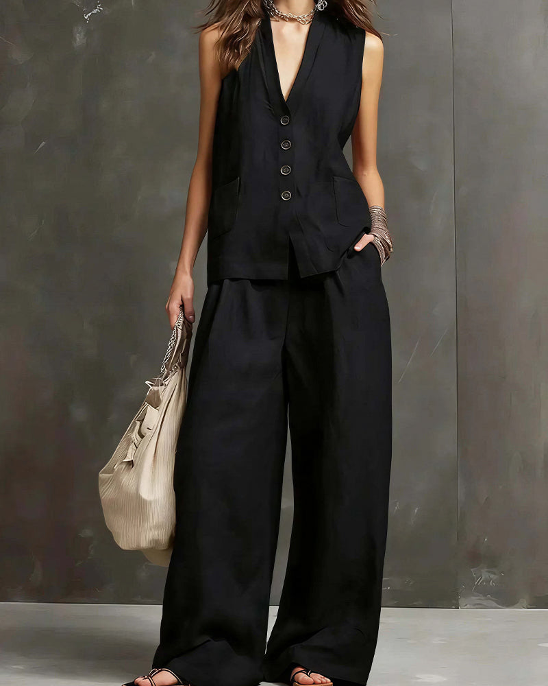 Curvvvy® Breezy Summer Waistcoat & Trousers Suit