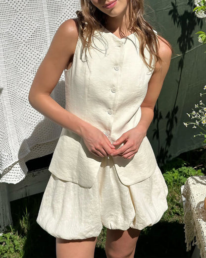 Curvvvy™ Chic Cotton Vest & Bubble Skirt Set