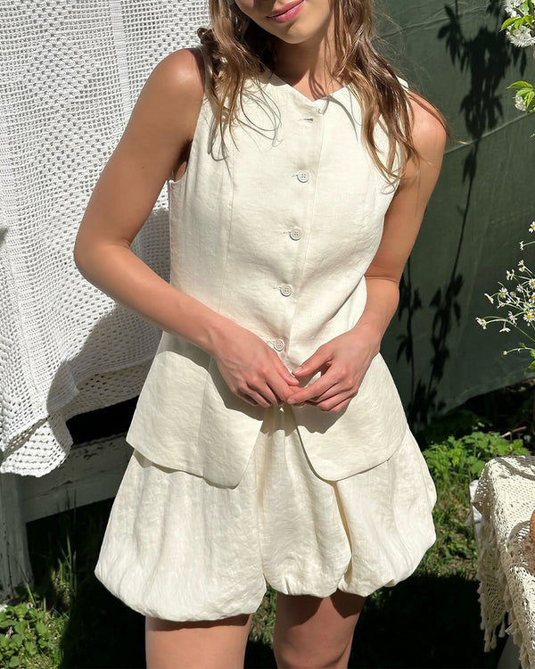 Curvvvy™ Chic Cotton Vest & Bubble Skirt Set