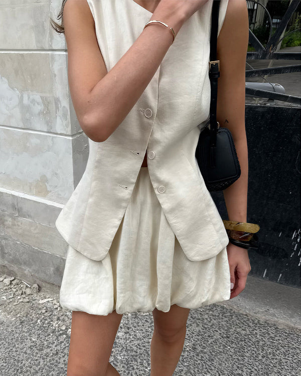 Curvvvy™ Chic Cotton Vest & Bubble Skirt Set