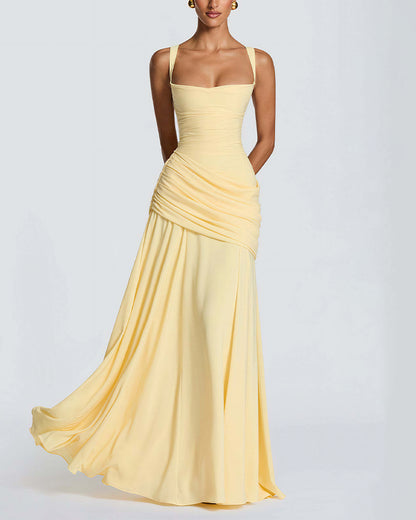 Curvvvy™ Elysian Ruched Draped Maxi Slip Dress