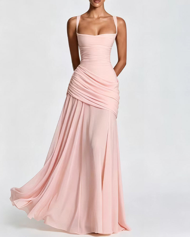 Curvvvy™ Elysian Ruched Draped Maxi Slip Dress