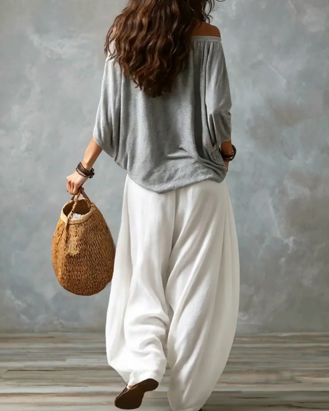 Curvvvy® Off Shoulder Top And Loose-Fitting Lantern Pants Set