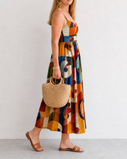 Curvvvy™ Geometric Print Midi Dress