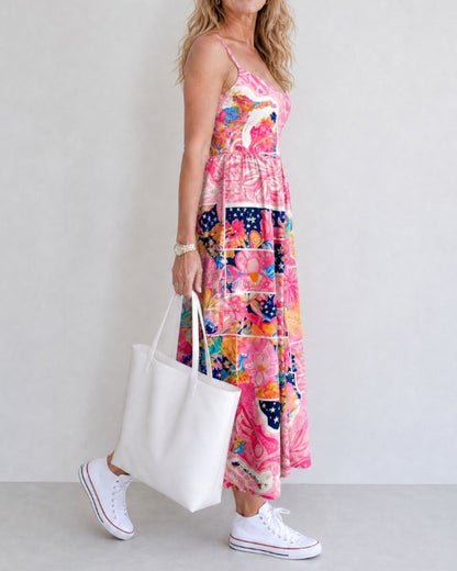 Curvvvy™ Patchwork Floral Print Midi Dress