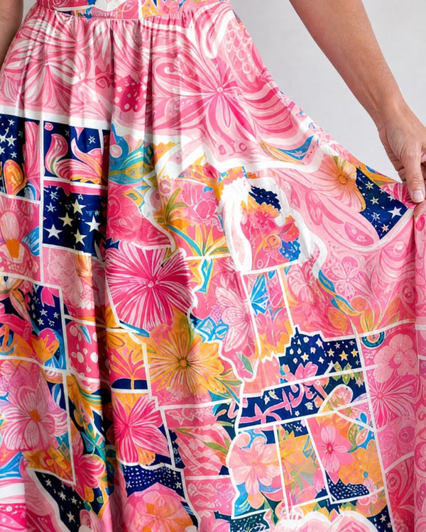 Curvvvy™ Patchwork Floral Print Midi Dress