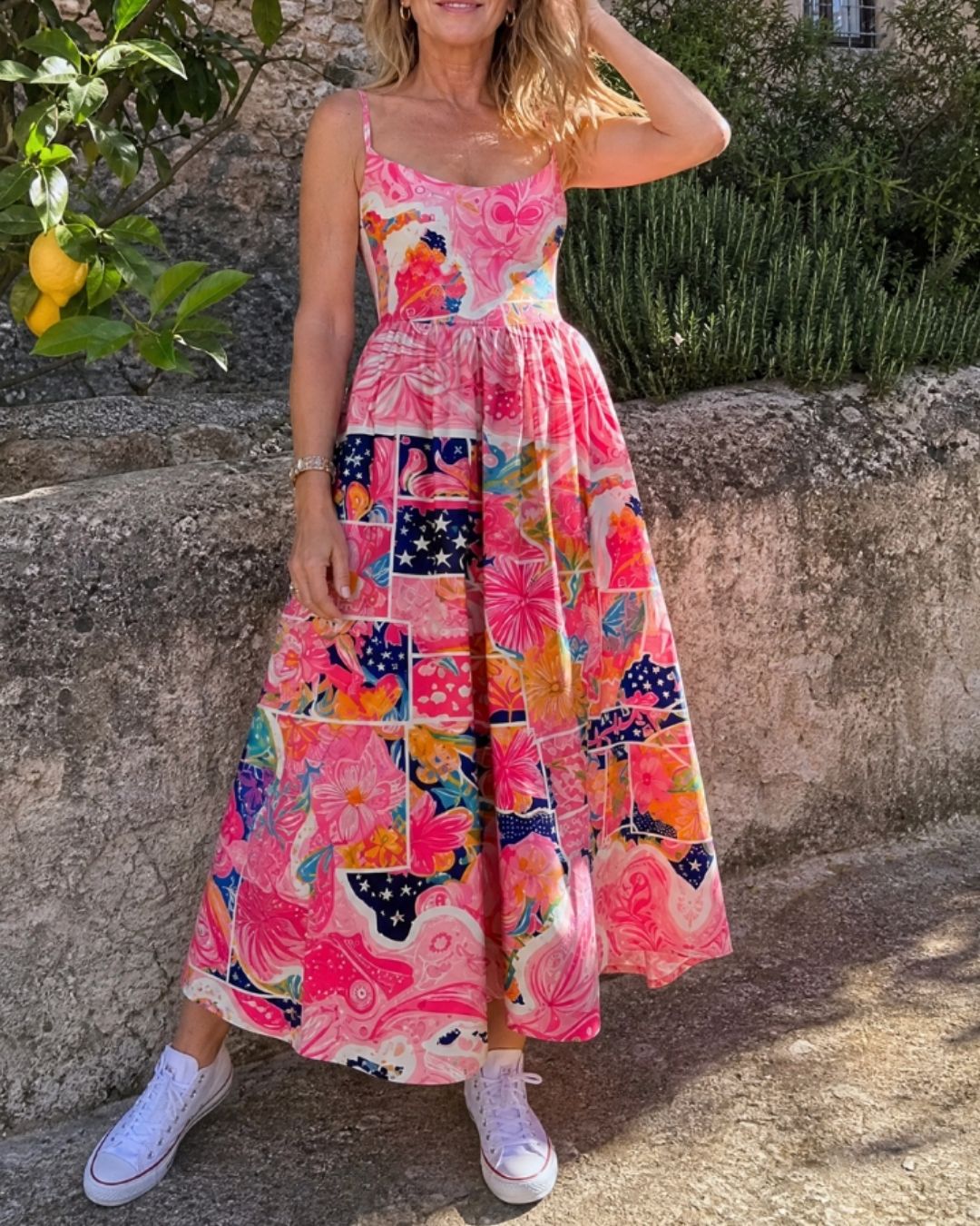 Curvvvy™ Patchwork Floral Print Midi Dress