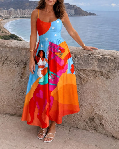 Curvvvy™ Western Graphic Print Midi Dress