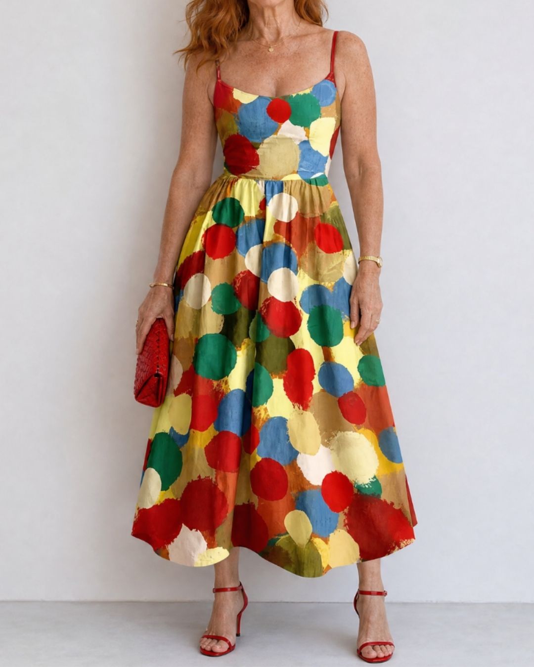 Curvvvy™ Polka Dot Print Midi Dress