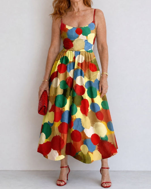 Curvvvy™ Polka Dot Print Midi Dress