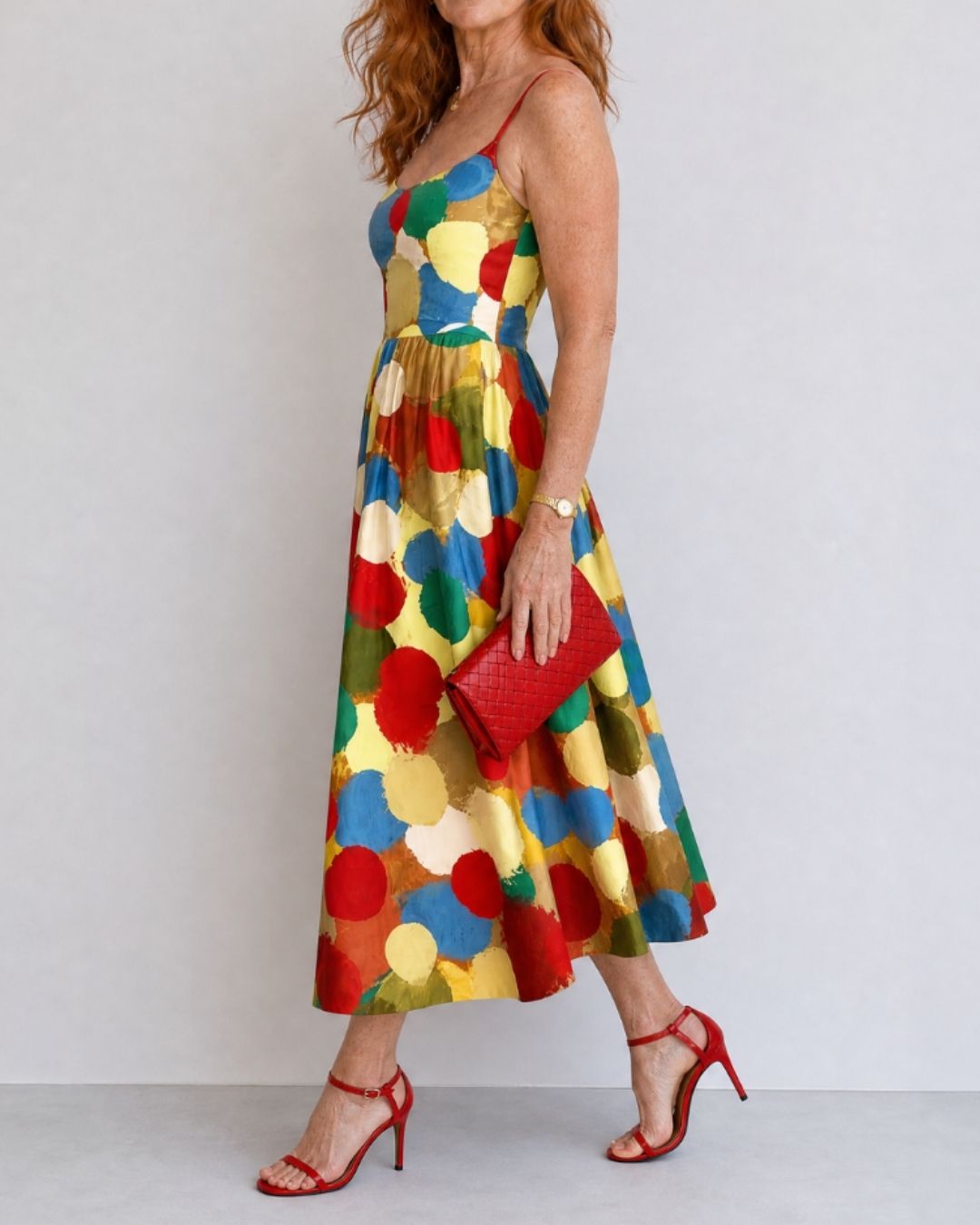 Curvvvy™ Polka Dot Print Midi Dress