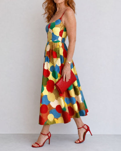 Curvvvy™ Polka Dot Print Midi Dress