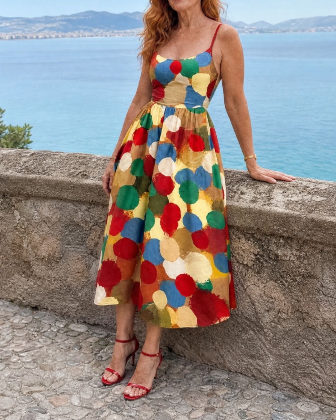 Curvvvy™ Polka Dot Print Midi Dress