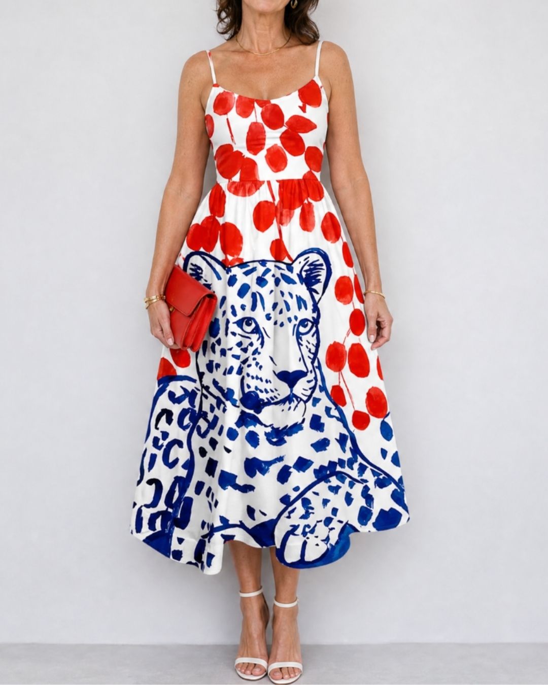 Curvvvy™ Leopard Graphic Print Midi Dress