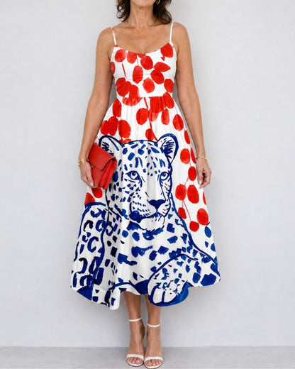 Curvvvy™ Leopard Graphic Print Midi Dress