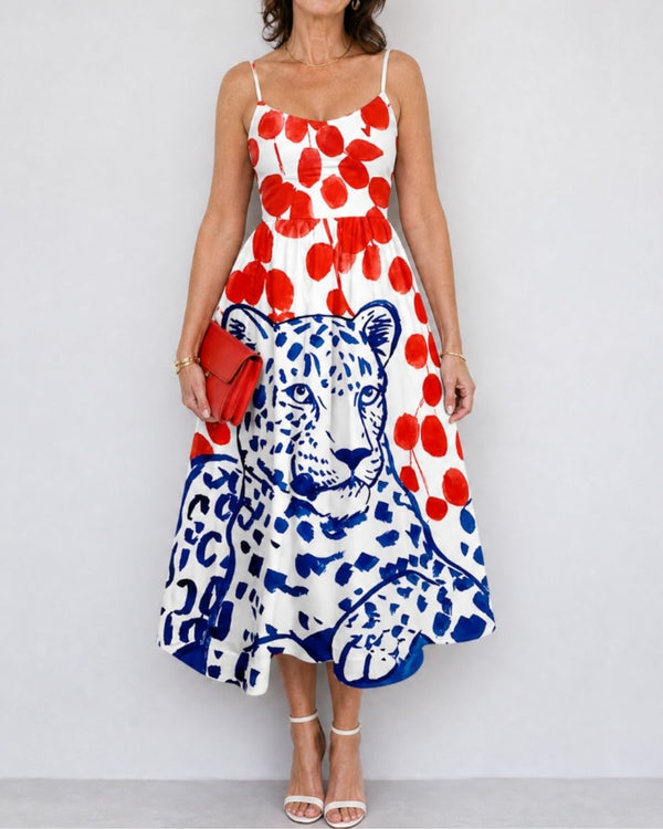 Curvvvy™ Leopard Graphic Print Midi Dress