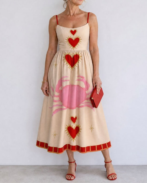 Curvvvy™ Heart Motif Sleeveless Midi Dress