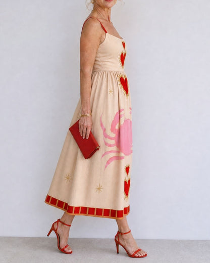 Curvvvy™ Heart Motif Sleeveless Midi Dress