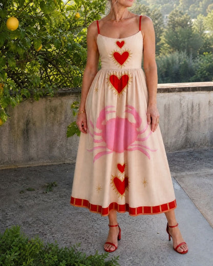 Curvvvy™ Heart Motif Sleeveless Midi Dress