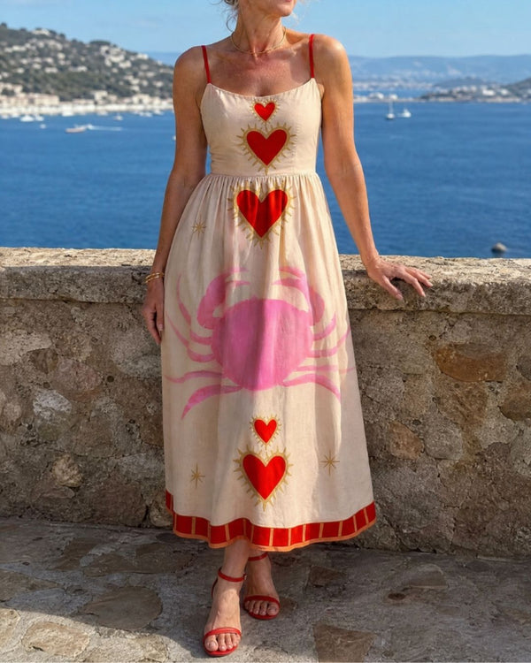 Curvvvy™ Heart Motif Sleeveless Midi Dress