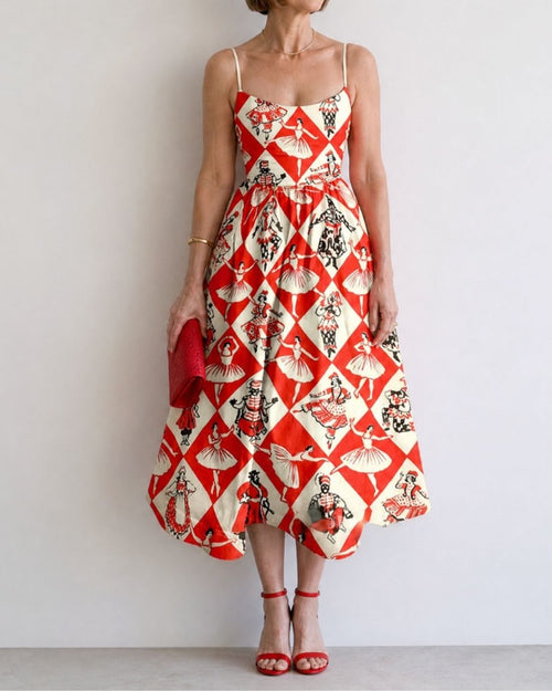 Curvvvy™ Diamond Print Sleeveless Midi Dress