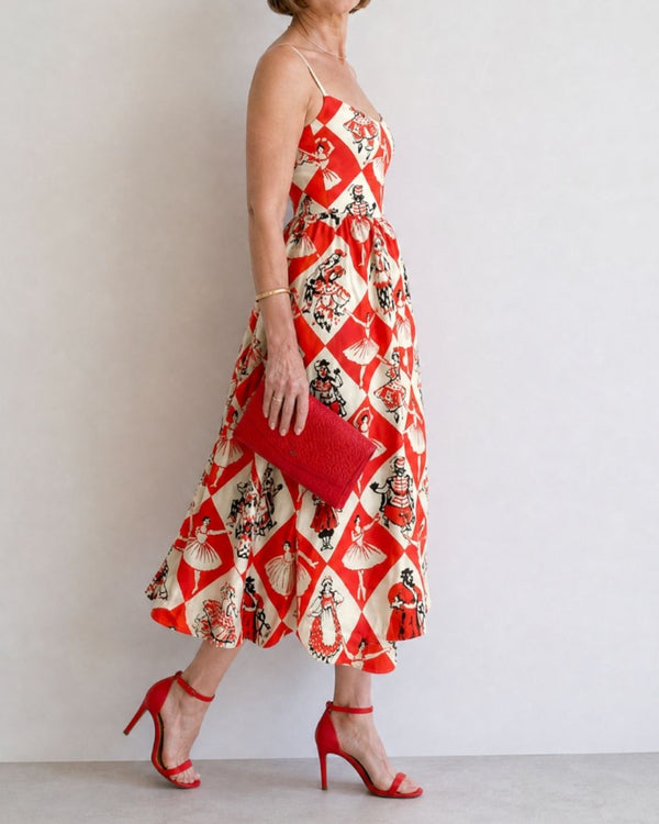 Curvvvy™ Diamond Print Sleeveless Midi Dress