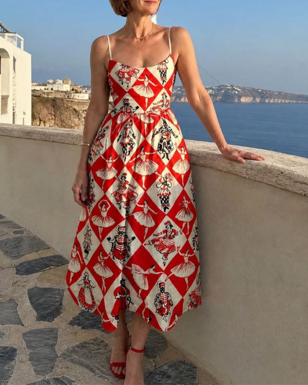 Curvvvy™ Diamond Print Sleeveless Midi Dress