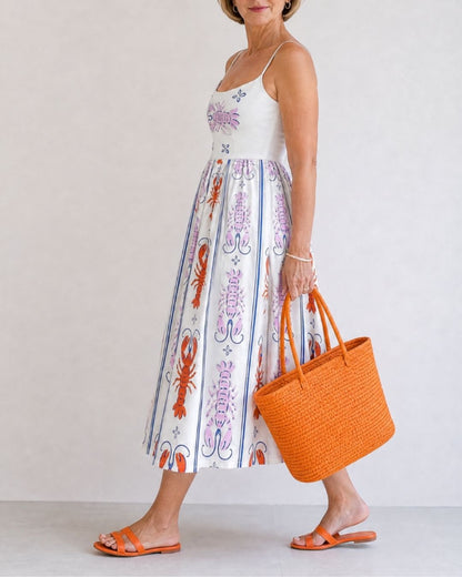 Curvvvy™ Lobster Print Sleeveless Midi Dress