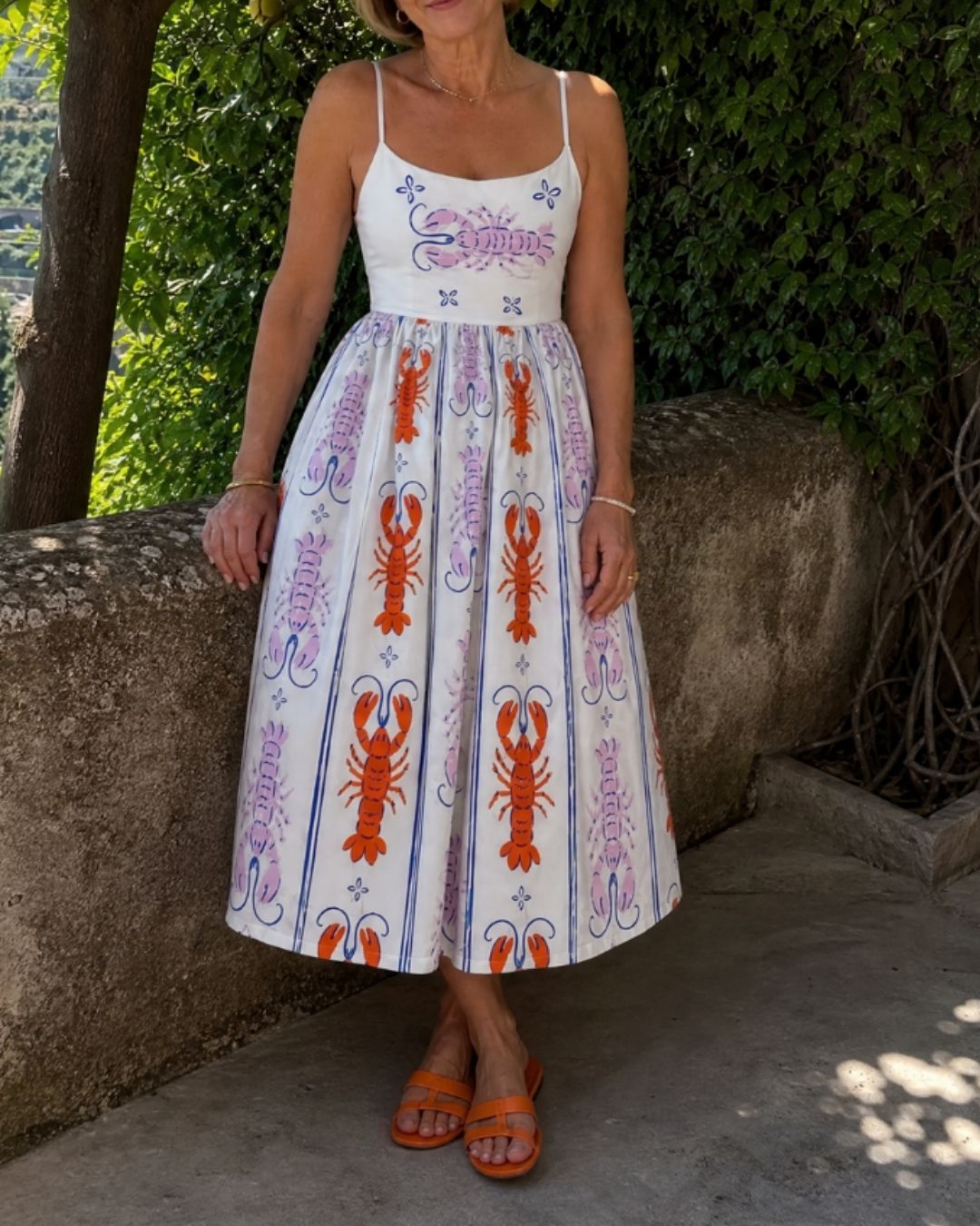 Curvvvy™ Lobster Print Sleeveless Midi Dress
