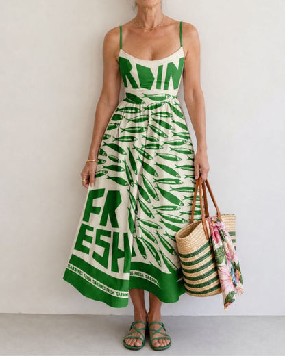 Curvvvy™ Fish Graphic Print Midi Dress