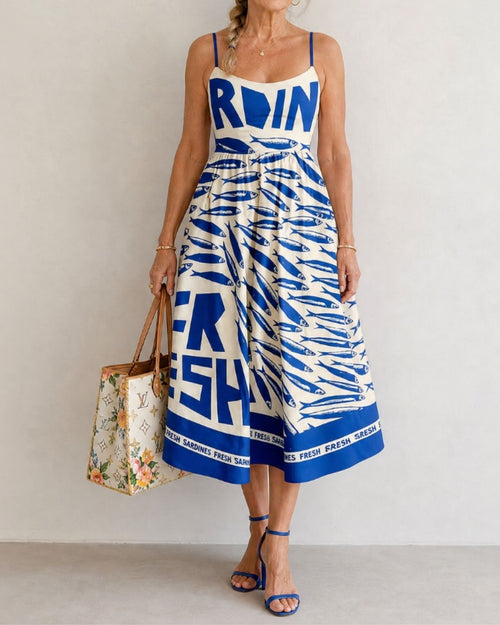 Curvvvy™ Fish Graphic Print Midi Dress