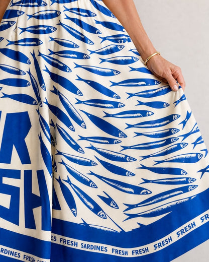 Curvvvy™ Fish Graphic Print Midi Dress