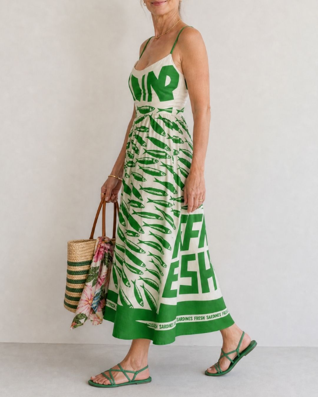 Curvvvy™ Fish Graphic Print Midi Dress