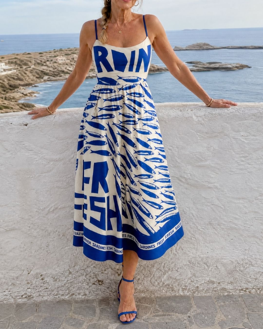 Curvvvy™ Fish Graphic Print Midi Dress