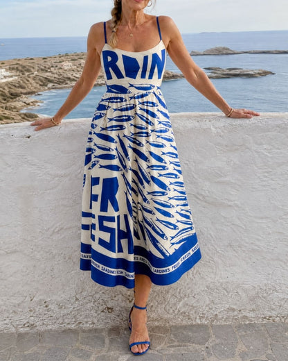 Curvvvy™ Fish Graphic Print Midi Dress