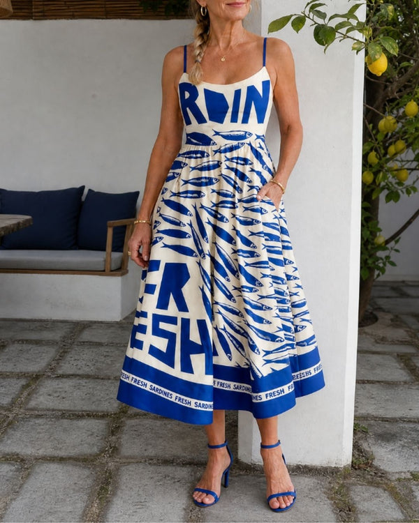 Curvvvy™ Fish Graphic Print Midi Dress