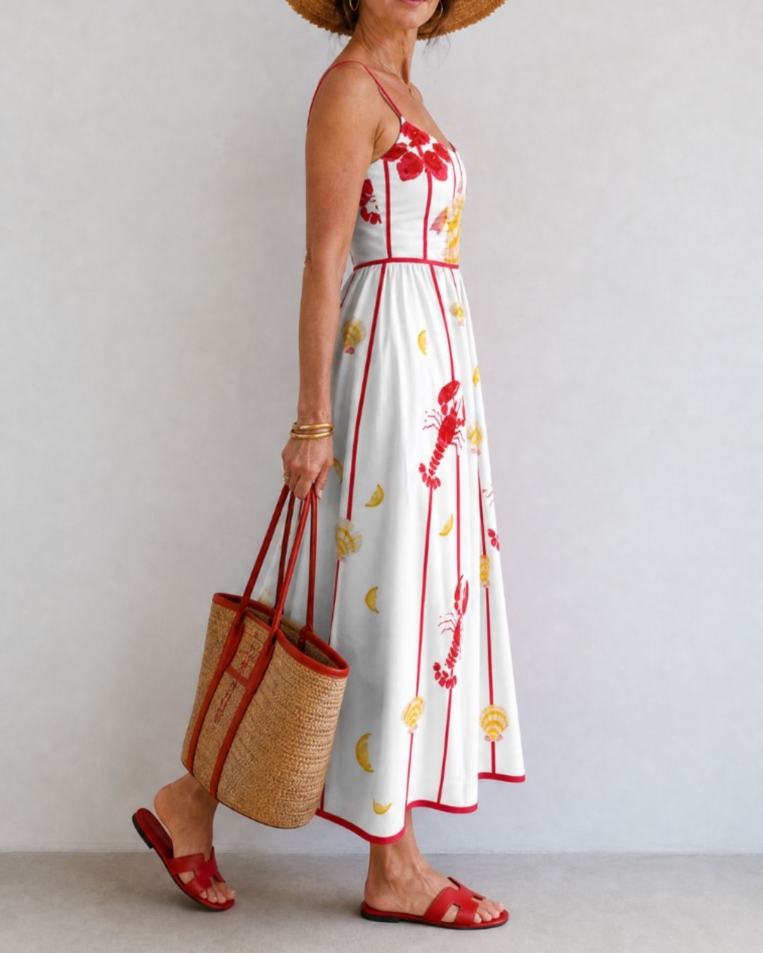 Curvvvy™ Lobster Shell Print Midi Dress