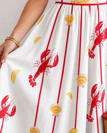 Curvvvy™ Lobster Shell Print Midi Dress