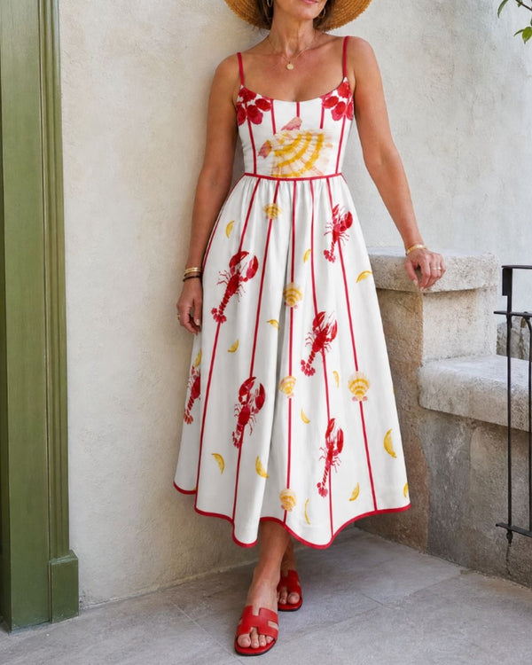 Curvvvy™ Lobster Shell Print Midi Dress