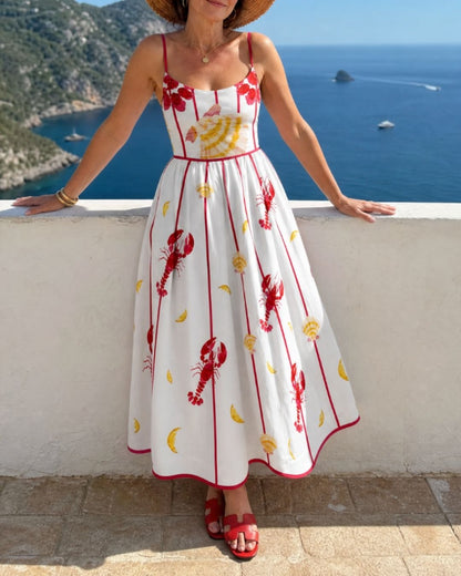 Curvvvy™ Lobster Shell Print Midi Dress