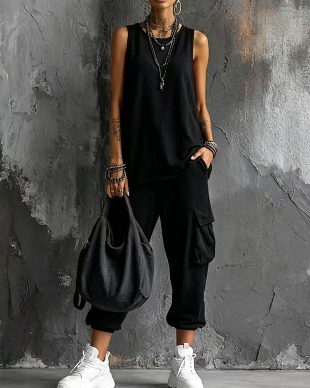 Curvvvy® Sleeveless Tank & Cropped Ankle Pants Set
