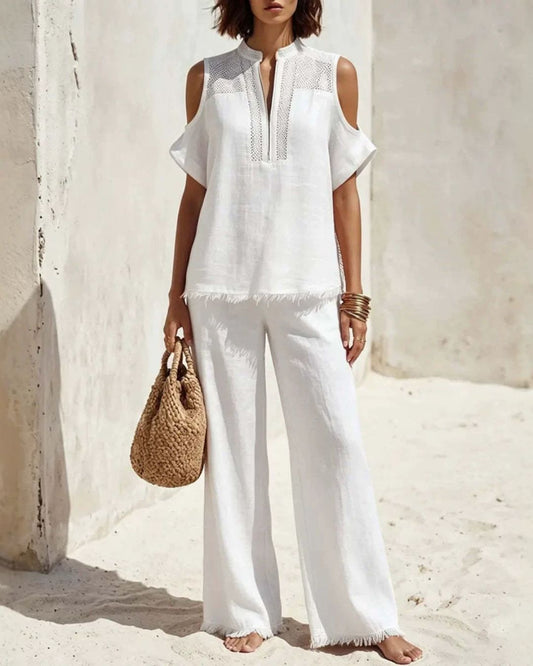 Curvvvy® Off-Shoulder Short-Sleeve Pantsuit