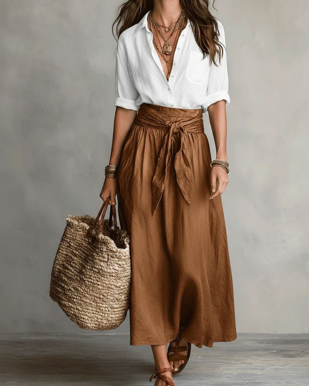 Curvvvy® Button Down Midi Skirt Set