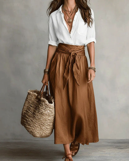Curvvvy® Button Down Midi Skirt Set